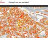 Amszterdam nap és szélenergia potenciál térképe. Forrás: maps.amsterdam.nl