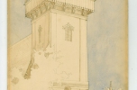 A körösfői kerített templom tornya. Medgyaszay útirajza, 1904 © Medgyaszay Emlékhely